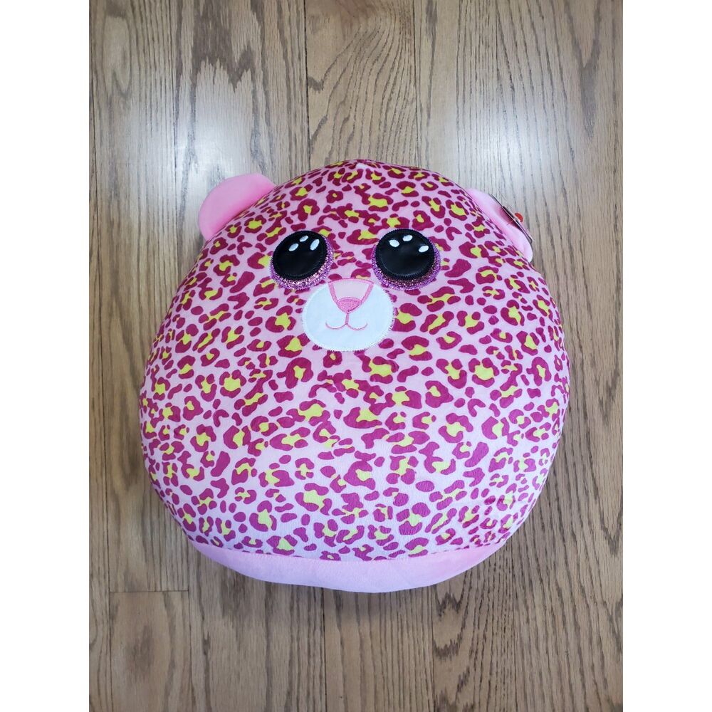 Super Soft TY Squish a Boos 2021 LAINEY Pink Leopard Cushion Pillow 12” Clean